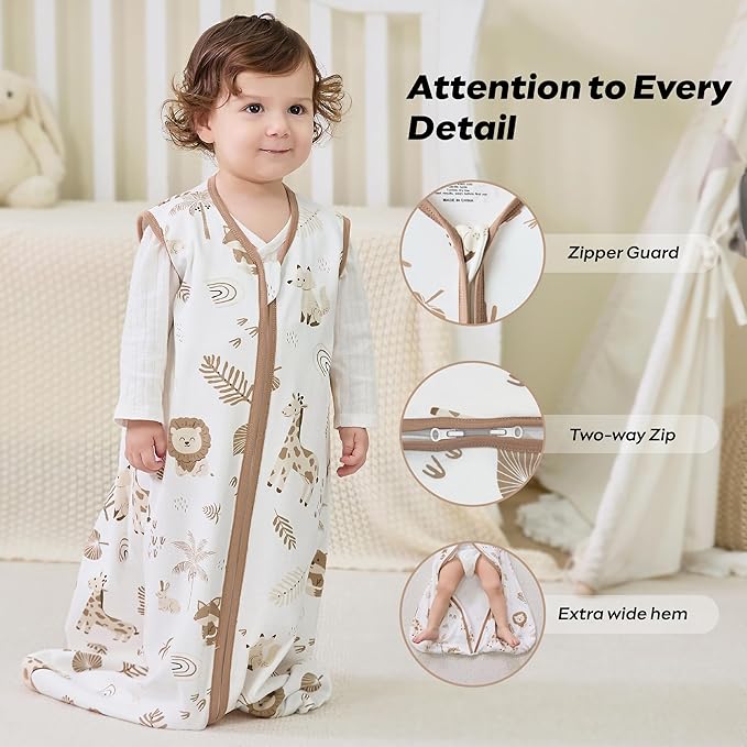 JELLYMONI Baby Sleep Sack 18-24 Months 0.5 Tog Wearable Blanket for Baby, 100% Cotton 3 Pack Infant Toddler Sleeping Sack Lightweight Soft 2-Way Zipper Sleepsack-CubbioJoy