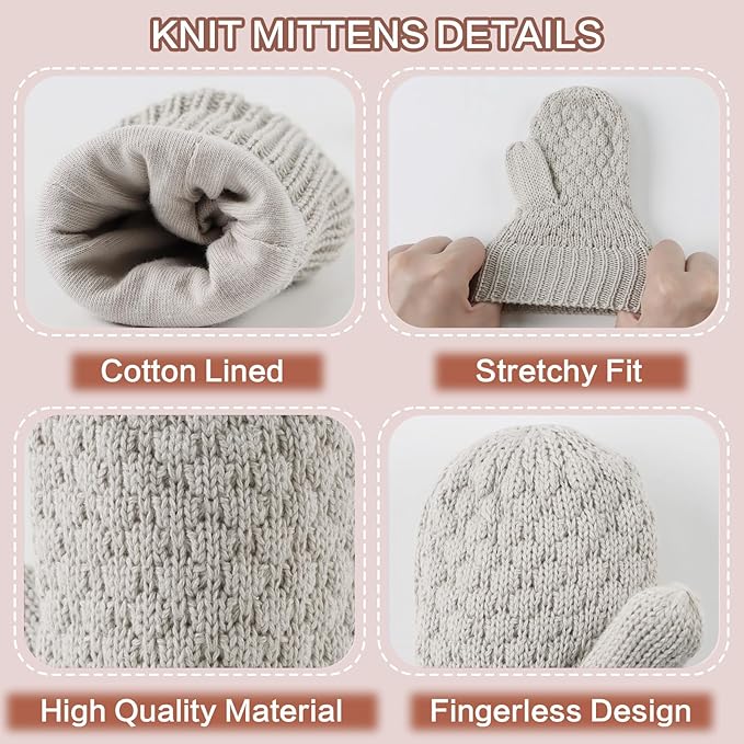 Baby Knit Mittens Toddler Boys Girls Gloves Winter Infant Newborn No Scratch Mitten 0-3 Years-CubbioJoy