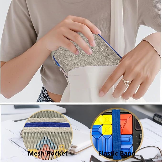 Case Compatible with Giiker Super Slide Brain Games, Protective Storage Bag Holder for Giiker Brain Teaser Puzzles Games Toys (Only Case) (Blue-Grey)-CubbioJoy