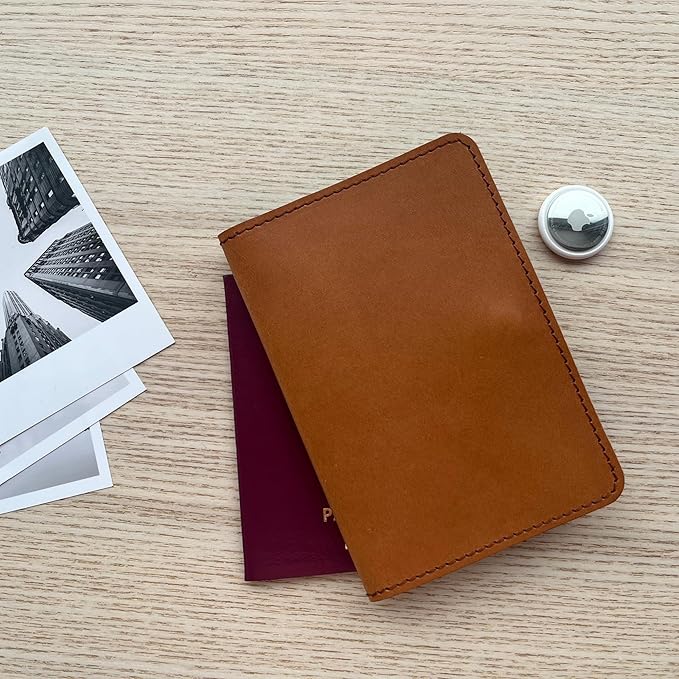 CITYSHEEP Passport Wallet With Airtag Slot - Family Holder for 4 Passports. Tan Color-CubbioJoy