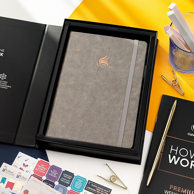 Clever Fox Planner Premium Edition – Undated Luxurious Weekly & Monthly Planner to Increase Productivity and Hit Your Goals – Organizer – Start Anytime, A5, Lasts 1 Year, Gray (Weekly)-CubbioJoy