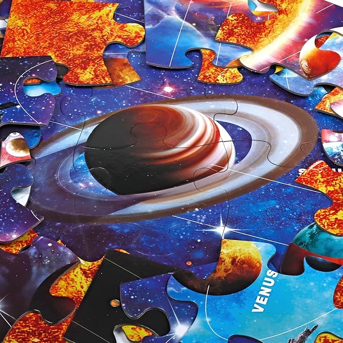 Jumbo Floor Puzzle for Kids Ages 4-8,Solar System Jigsaw Puzzles,48 Piece Space Large Puzzles for Toddler Ages 3-5,Preschool Learning Planets Toys Christmas Birthday Gift for Boys Girls-CubbioJoy
