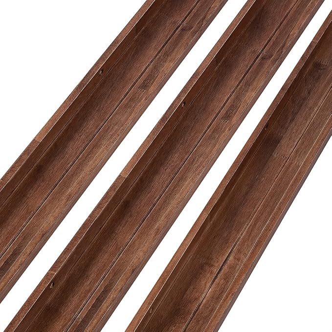 36 Inch Picture Ledge Shelf Rustic Wall Mount Light Walnut Long Narrow Picture Shelves Storage for Books Toys Music Albums Green Plants-Photo Ledge Shelf Set of 3 Mounting Hardware Include-CubbioJoy