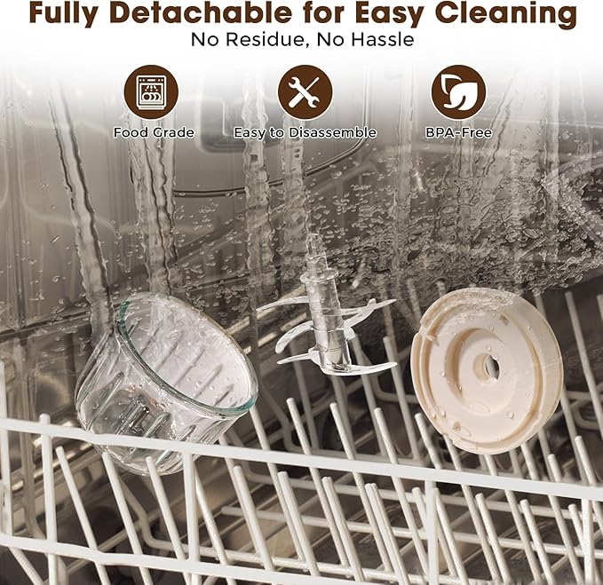 Baby Food Processor – Puree Blender with Glass Bowl, Stainless Steel Blades, BPA-Free, One-Touch Control, Easy to Clean, Quiet Operation, Ideal for New Parents, 10oz-CubbioJoy