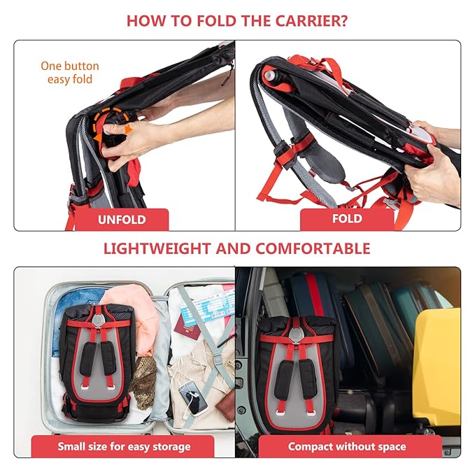 Baby Shoulder Carrier Baby Hiking Backpack Carrier with Rain Cover Sun Shade for Child Safe Backrest and Toddler Ergonomic Seat Holds 40 Pound for Children Between 6 Months-3 Years Old Babies-CubbioJoy