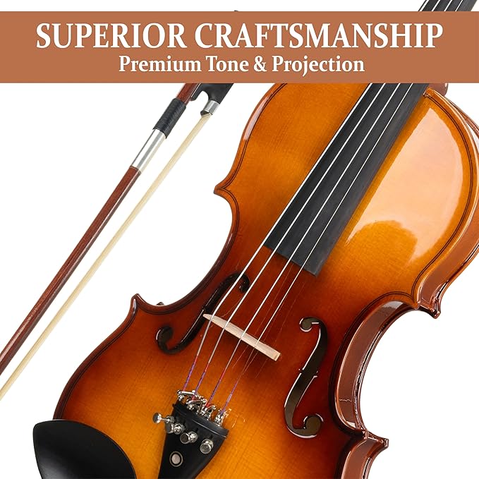 Cecilio 3/4 Violin Solidwood Violin with D'Addario Prelude Strings, Bow, Rosin, Tuner, Shoulder Rest & Lesson Book – Ideal for Beginners-CubbioJoy
