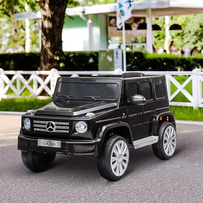 Aosom 12V Kids Electric Car, Mercedes Benz G500 Licensed Battery Powered Ride on Truck for Kids with Remote Control, Headlights, Music, Suspension & Storage for Boys and Girls, Black-CubbioJoy