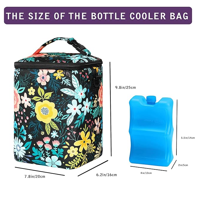 Breastmilk Cooler Bag with Ice Pack Fits Up to 9oz Bottles - Insulated Baby Bottle Cooler with Strap - Nursing Mom & Daycare Travel-CubbioJoy
