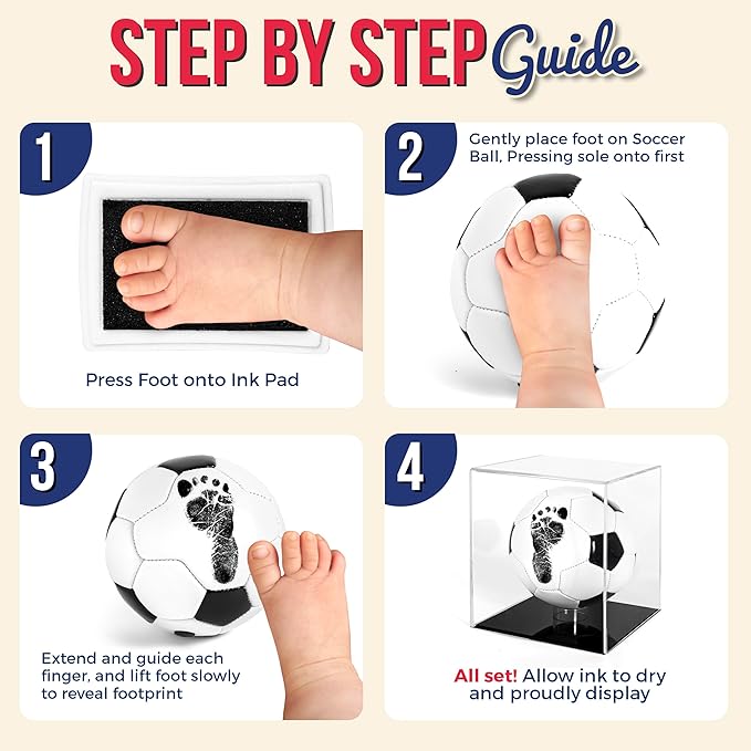 Circa Print Baby Soccer Ball Handprint Kit, Ink Pad for Hand and Footprints - Unique Keepsake for Dads, Baby Shower Present for Moms, Newborn Gift-CubbioJoy