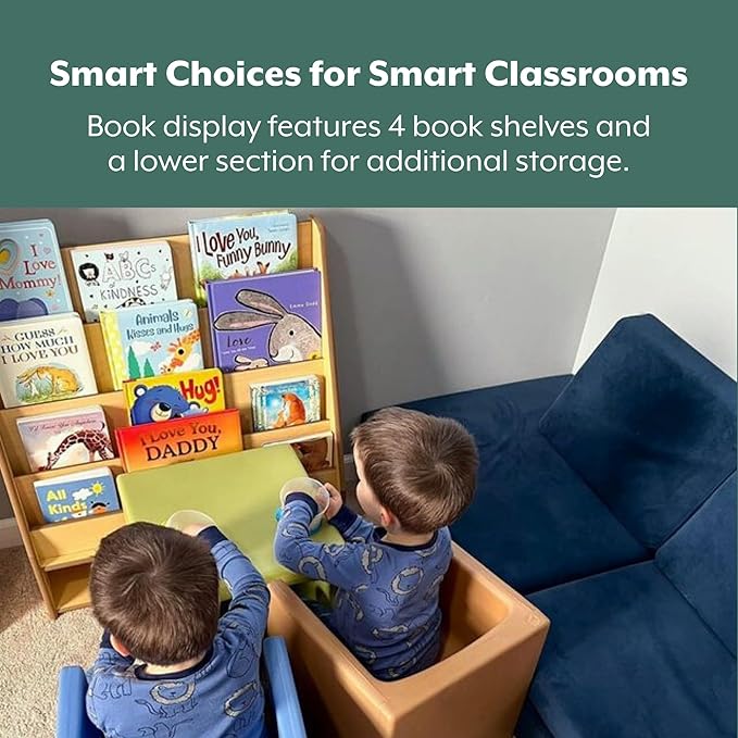 Angeles Value Line Book Display, Classroom Organization, Kids Bookshelf, Assembly Required, 29" L x 10" W x 30" H-CubbioJoy