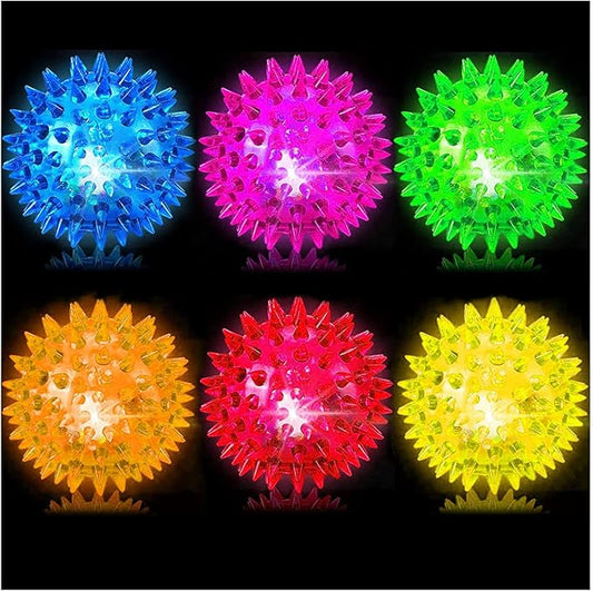 Bouncy Light Up Ball for Kids - LED Flashing Spiky Sensory Toys for Kids with Autism Stress Balls for Toddlers 1-3 Fidget Toys Sensory Balls Glow in The Dark for Novelty Noisemaker Toys for Parties-CubbioJoy
