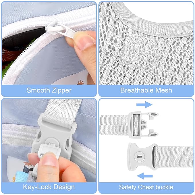 Accmor Toddler Harness Leash, Collapsible Kids Leash + Anti Lost Wrist Link for Outdoor Travel, Cute Excavator Child Walking Harness Tether Wristband Assistant Strap Belt Protector for Baby Boys-CubbioJoy