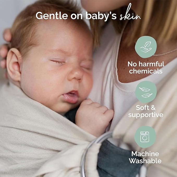 Boba Ring Sling - Newborn to Toddler Carrier, Lightweight & Breathable, Hip-Healthy, Front & Hip Carry, 8-35 lbs (Pampas)-CubbioJoy