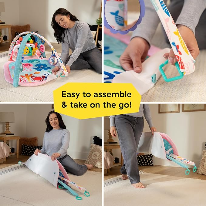 Baby Einstein Ocean Explorers 4-in-1 Kickin Tunes Jellyfish Jamboree Music & Language Discovery Gym, Pink, Ages 0 Months and Up-CubbioJoy