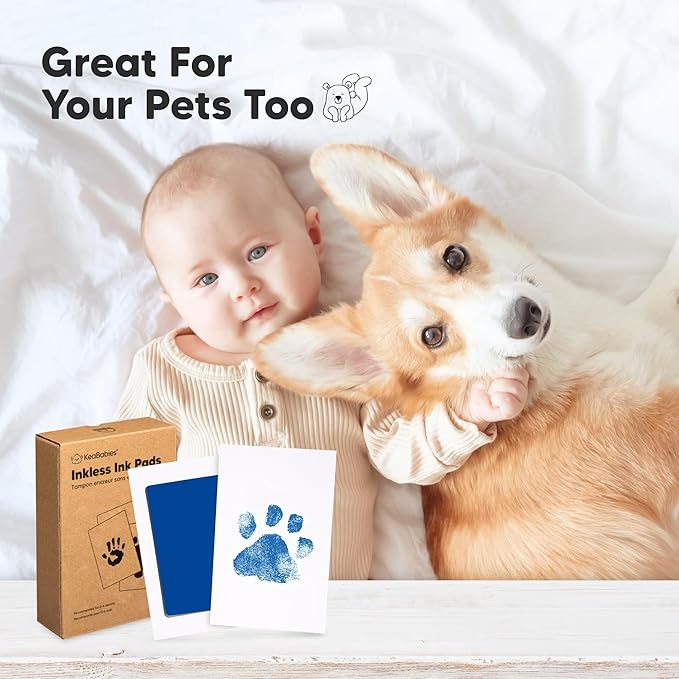 4-Pack Inkless Baby Hand and Footprint Kit - Mess Free Ink Pad for Newborn Keepsake, Dog Nose & Paw Print Kit, Clean Touch Ink Pad for Baby Hand & Footprints, Ideal New Mom Gifts (Holidays)-CubbioJoy