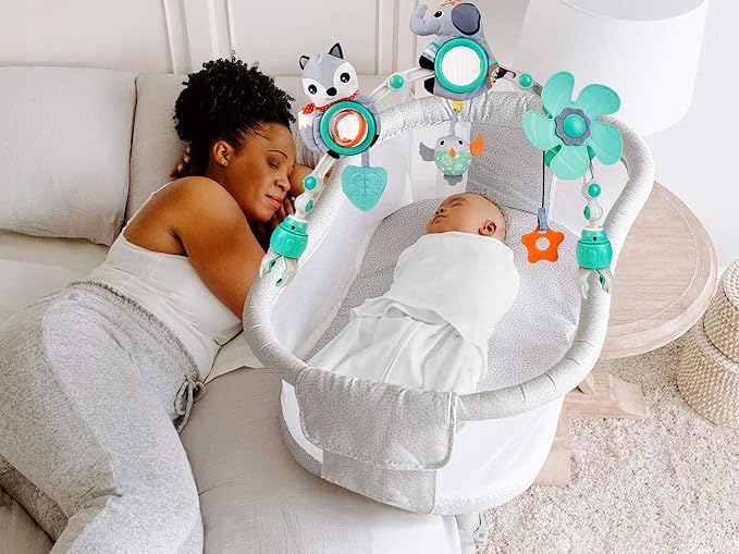 Baby Stroller Arch Mobile, Adjustable Musical Arch Toys Mobile for Crib with Universal Clamps, Versatile Activity Toy Bar for Bouncer Infant Car Seat Toys 0 6 Months Mobile for Bassinet Swing - Gray-CubbioJoy