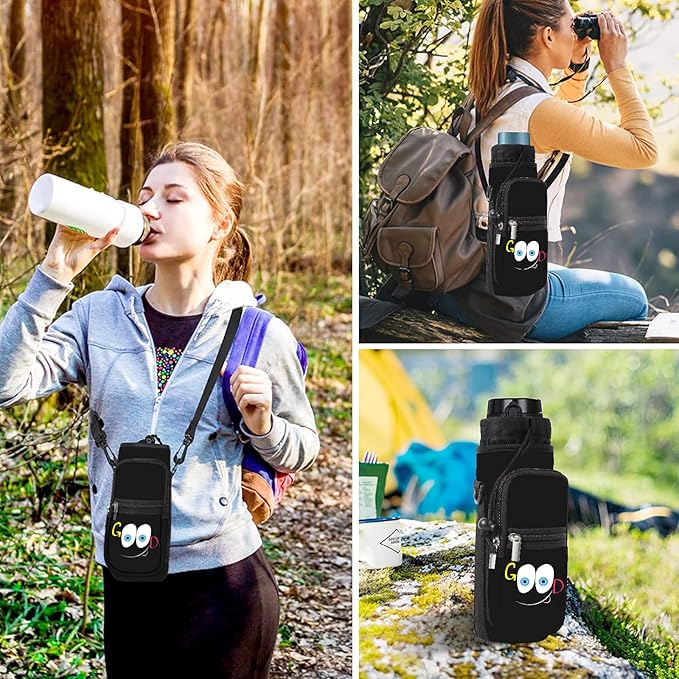 25/32/40/64oz Water Bottle Bag Holder Carrier-Insulated Crossbody Sling Case Sleeve with Strap & Pockets for Men Women Gym Cycling Travel Walking Hiking Camping-CubbioJoy