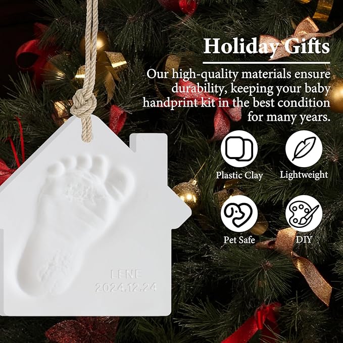 Baby Handprint Footprint Keepsake Ornament Kit, Personalized Baby Foot Printing Kit for Newborn Clay Impression Handmade DIY Imagination to Create-CubbioJoy