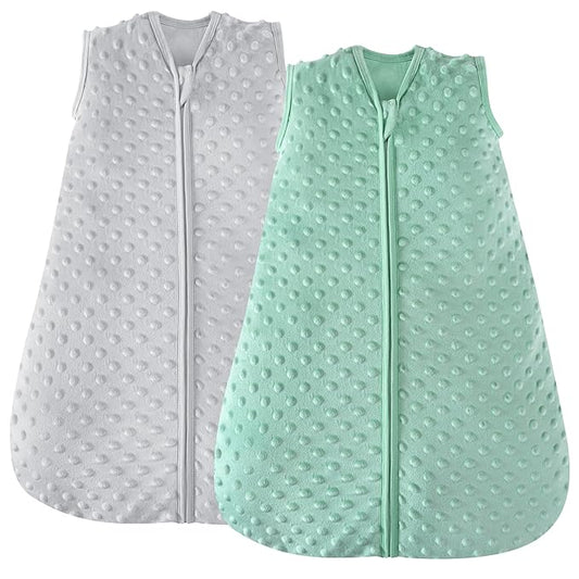 JELLYMONI Fleece Baby Sleep Sack 0-6 Months, 1.5 Tog Warm Winter Baby Wearable Blanket with Plush Dots and 2-Way Zipper, Cotton Toddler Sleep Sack-CubbioJoy