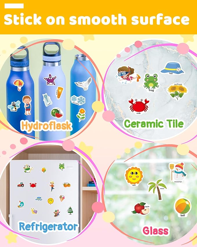 Benresive Reusable Sticker Book for Toddlers 2-4 Years, Fun Travel Stickers for Kids, Waterproof Sticker Books for Toddlers 1-3, Crafts Activities for Todddlers 1-3 2-4 3-5 - Season-CubbioJoy