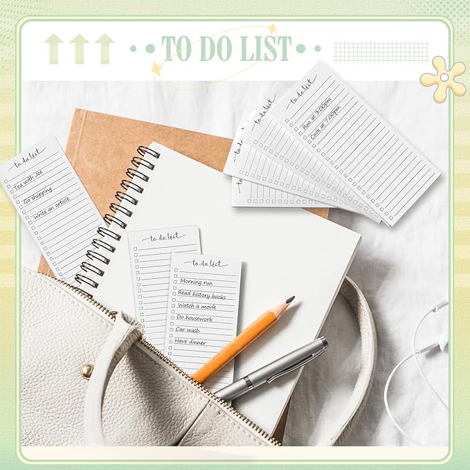 Censen 10 Pack 500 Sheets To Do List Notes Daily Checklist Notepads with 50 Sheets Each Undated Color Memo Pad Block Shopping List Pad Weekly Plan Notepad Organizer Planners(White,Lined)-CubbioJoy
