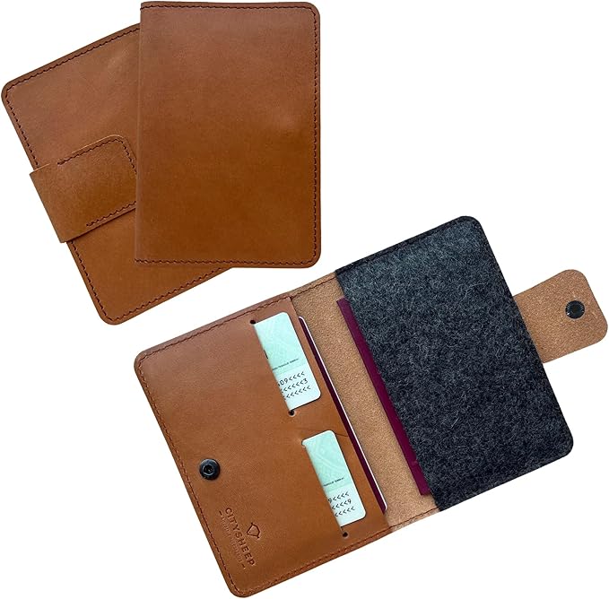 CITYSHEEP Passport Wallet With Airtag Slot - Family Holder for 4 Passports. Tan Color-CubbioJoy