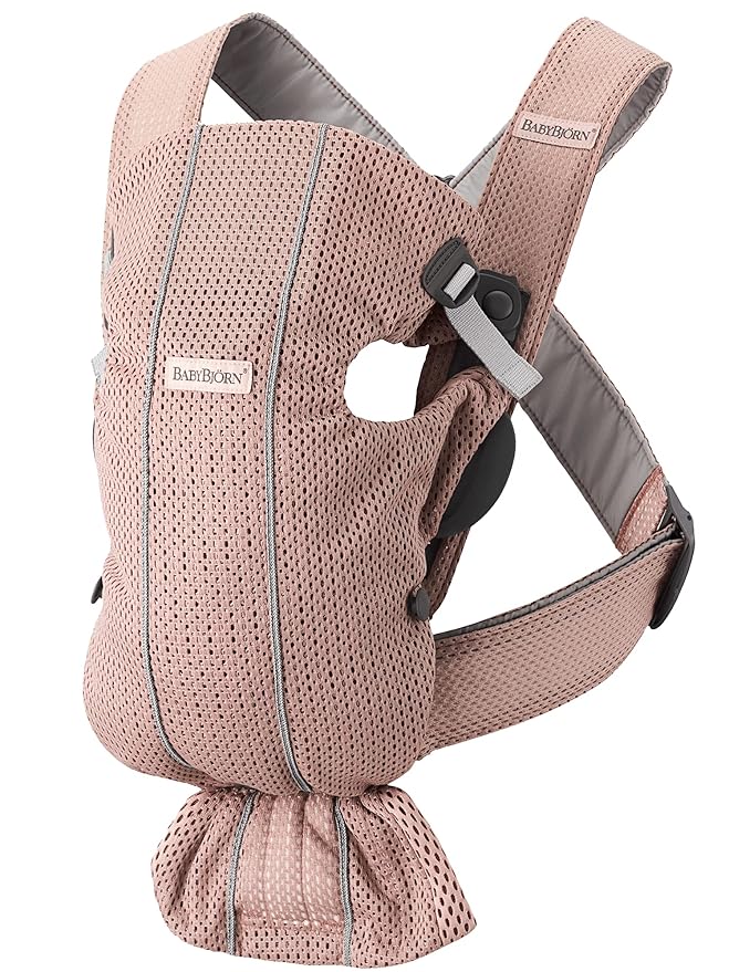 BabyBjörn Baby Carrier Mini, 3D Mesh, Dusty Pink | Newborn Carrier (7-25 lbs), Ergonomic, Easy-to-Use-CubbioJoy