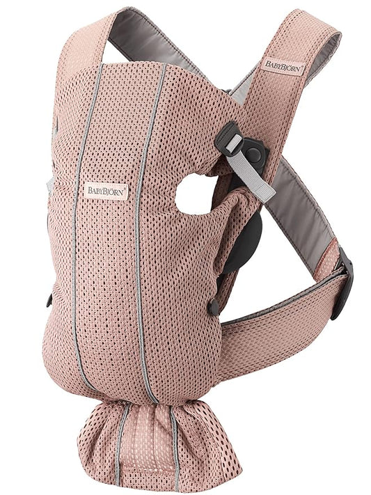 BabyBjörn Baby Carrier Mini, 3D Mesh, Dusty Pink | Newborn Carrier (7-25 lbs), Ergonomic, Easy-to-Use-CubbioJoy