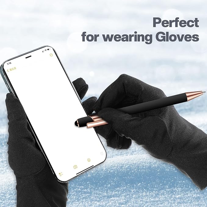 8 Pieces Ballpoint Pen with Stylus Tip Black Ink 2 in 1 Stylus Metal 1.0 mm Medium Point Smooth Pen Rainbow Colorful Rubberized Ballpoint for Touch Screen Tablet(Rose Gold, Black)-CubbioJoy