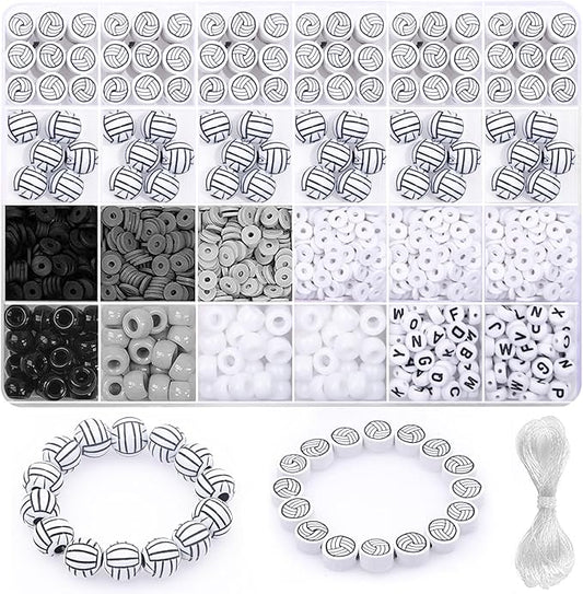 1600PCS Volleyball Sports Ball Polymer Clay Beads Charms for Friendship Bracelets Making Kit Cute Fun Beads DIY Arts Crafts Birthday Gifts for Kids Girls Volleyball Bead-CubbioJoy