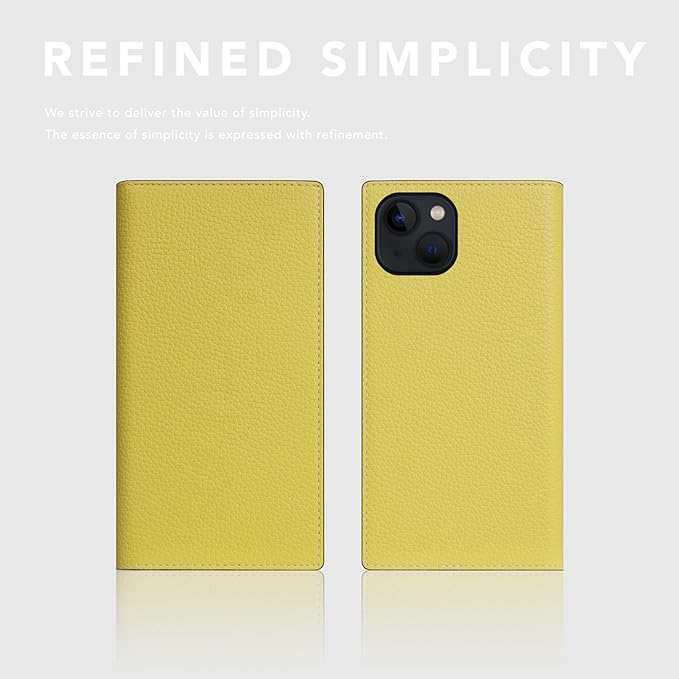 D8 Neon Full Grain Leather Wallet Case for iPhone 15 - [2-in-1] Handcrafted Detachable Diary Style with Magnetic MagSafe Back Cover, Gift Box Included (Lemon)-CubbioJoy