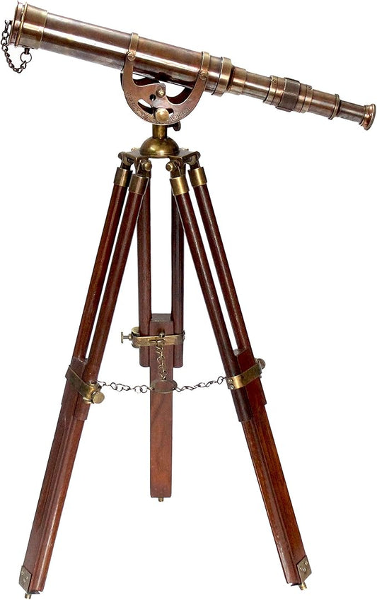 Decorative Brass Harbor Master Spyglass Telescope on Tripod – Vintage Maritime Nautical Scope for Table Office Home Decor & Collectible Navigation Gift-CubbioJoy