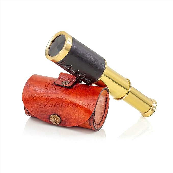 6" Solid Brass Quality Handcrafted Spyglass Telescope Set with Brown Carry Bag to Complete Your Collection [ B0957Y5NWK]-CubbioJoy