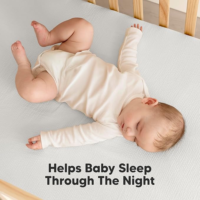 KeaBabies 2-Pack Muslin Crib Sheets for Boys, Girls - 100% Organic Cotton Fitted Baby Crib Mattress Sheet, Soft Breathable Standard Toddler Bed Cover Bedding Set, Neutral, Durable 52x28 (Greige)-CubbioJoy