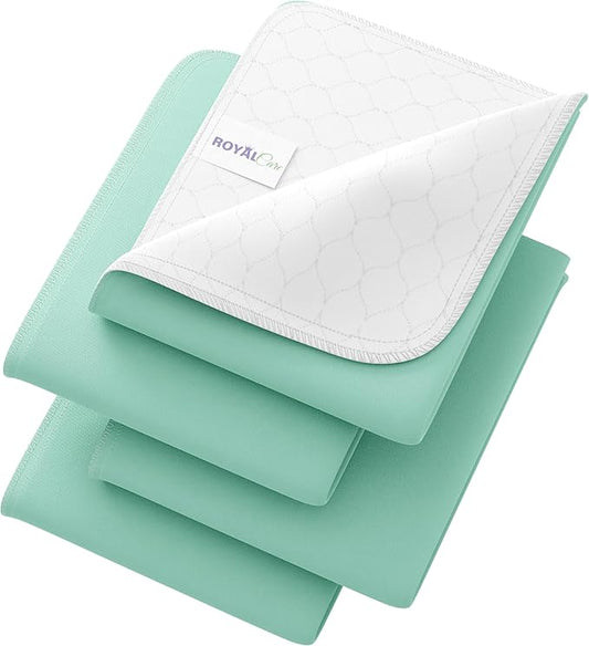 Incontinence Bed Pads - 4 Pack 34"x36" Reusable Waterproof Mattress Protectors - Highly Absorbent, Machine Washable - for Children, Pets and Seniors - Green - Royal Care-CubbioJoy