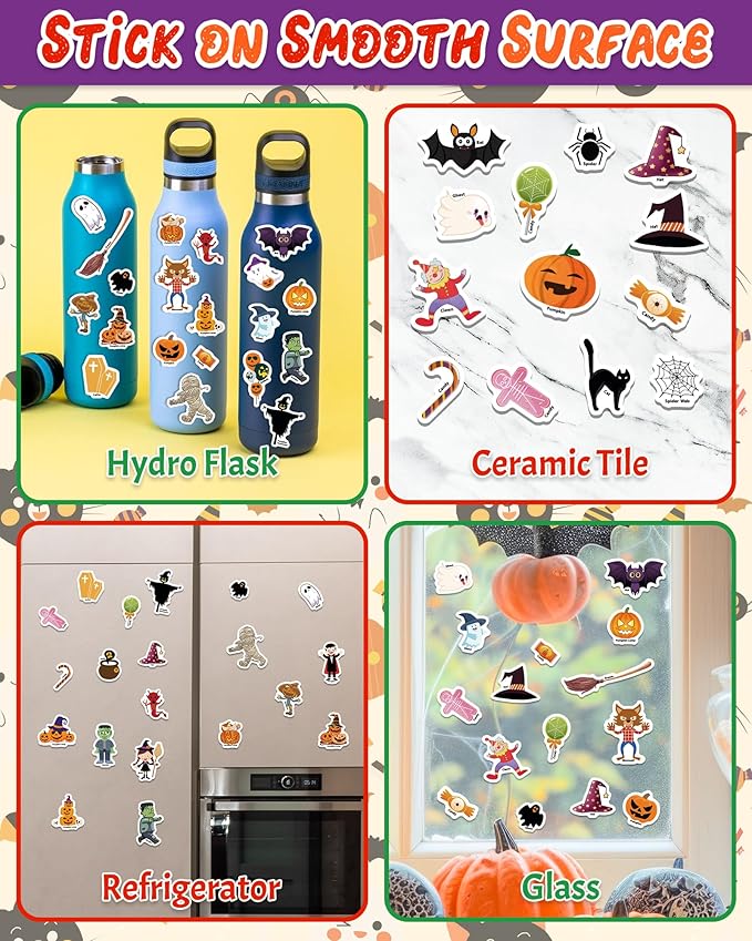 Benresive Reusable Sticker Book for Toddlers 2-4 Years, Fun Travel Stickers for Kids, Waterproof Sticker Books for Toddlers 1-3, Crafts Activities for Todddlers 1-3 2-4 3-5 - Halloween-CubbioJoy