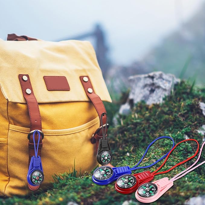 Compass for Kids Hiking and Survival Small Mini Pocket Compasses Keychain Lanyard Boy Scout Party Favor Toy Set, Bulk-CubbioJoy