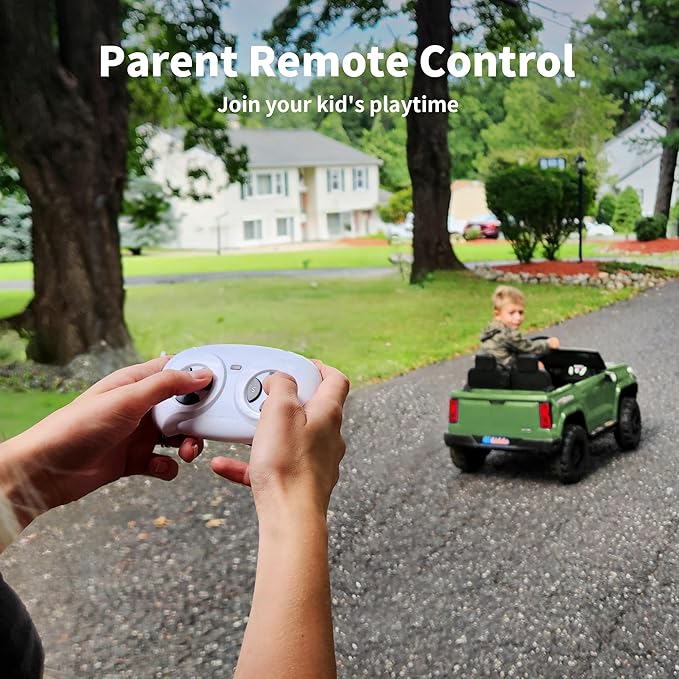 24V 10Ah Ride on Toy for Big Kids, 4WD 2 Seater Electric SUV Kids Car to Drive w/Remote Control, 4x200W Motors - Army Green-CubbioJoy