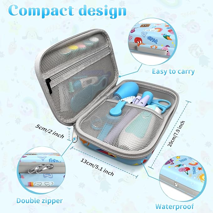 JIFTOK Baby Healthcare and Grooming Kit, 30 in 1 Baby Electric Nail Trimmer Set, Newborn Nursery Care Kit, Baby Essentials Set with Hair Brush Comb, Nail Clippers for Infant Toddlers Boys Girls (Blue)-CubbioJoy