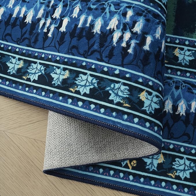 2x3 Rug Impressionist-Style Vintage Indoor Door Mat Machine Washable Small Area Rug Non-Slip Low Pile Throw Rugs for Entryway Kitchen Front Door Indoor Entrance Entry Kids Room, Blue-CubbioJoy