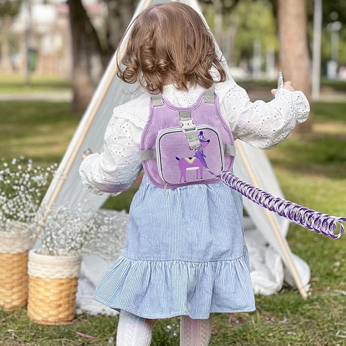 Accmor Toddler Harness Leash, Cute Deer Kids Harness + Anti Lost Wrist Link, Collapsible Child Leash for Outdoor Travel, Portable Baby Walking Harness Protector Wristband Strap for Baby Girls-CubbioJoy