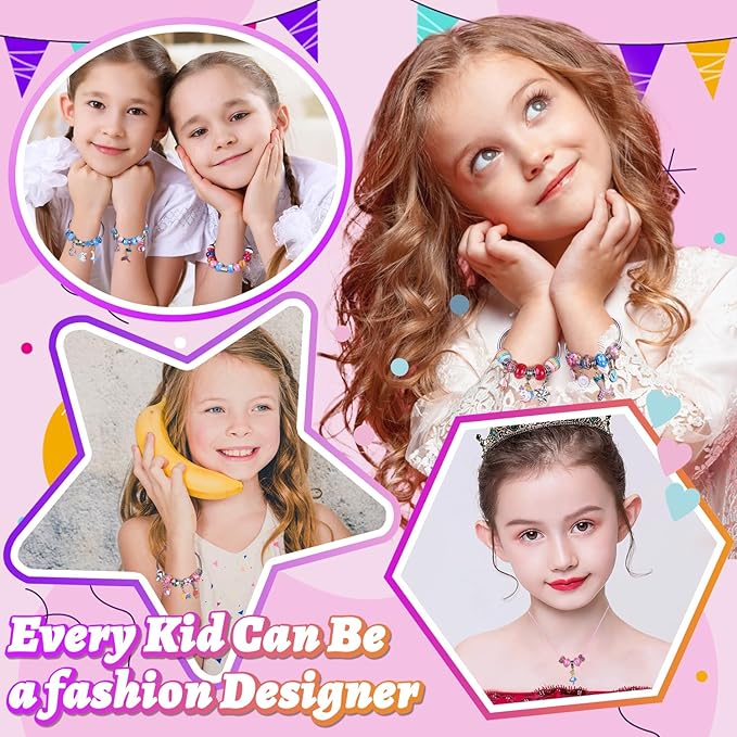 AIPRIDY Charm Bracelet Making Kit,Unicorn Mermaid Crafts Gifts Set Can Inspires Imagination and Creativity,Jewelry Making Kit Perfect Gifts for Girls 5-12 Years Old (104 Pieces)-CubbioJoy