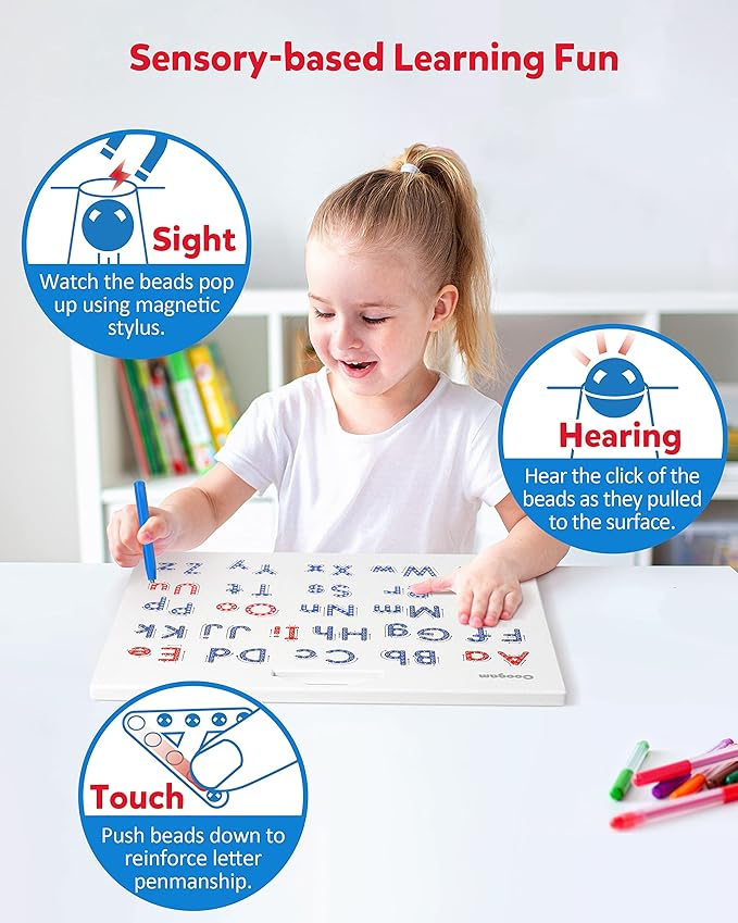 Coogam Magnetic Letters Practicing Board, Magnets Tracing ABC Alphabet Board Learning to Write Uppercase&Lowercase Educational Toy Fine Motor Montessori Gift for 3 4 5 Years Old Preschool Kids-CubbioJoy