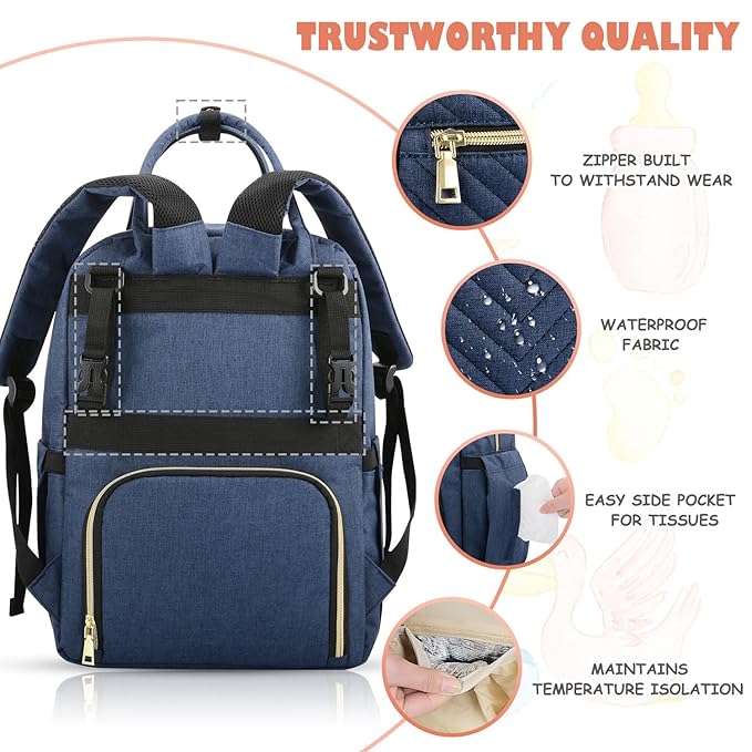 Baby Diaper Bag Backpack, Travel Diaper Bags for Baby Girl Boy Large Capacity Baby Bag Backpack for Women Peacock Blue-CubbioJoy
