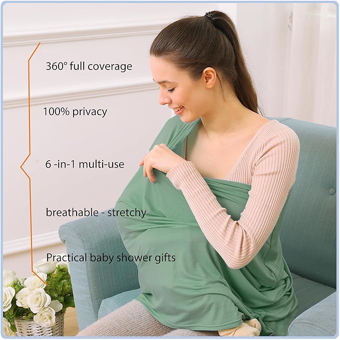 Car Seat Covers Baby - Multi-use Cover Carseat Canopy, Breathable Breastfeeding Cover, Car Seat Covers for Bbies, Boys & Girls Shower Gifts (Light Green)-CubbioJoy