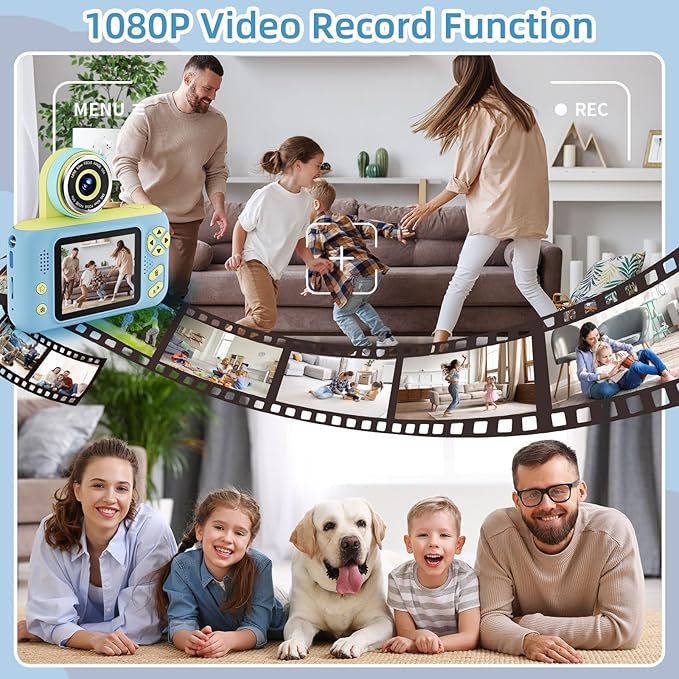 Camera for Kids, Toddler Volging Cameras Age 3-8 Christmas Birthday Gifts for Boys and Girls 3-12 Year Old Boys Digital Camcorder for Video Portable Kids Selfie Camera with 32GB SD Card Blue-CubbioJoy