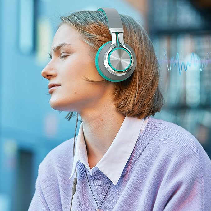 AILIHEN C8 Kids Headphones Wired USB C, USB-C Headphones with Microphone & Volume Control, Foldable Stereo Sound Tangle-Free Type C Cord, Compatible with Cellphone, Laptop, PC, Computer (Grey Mint)-CubbioJoy