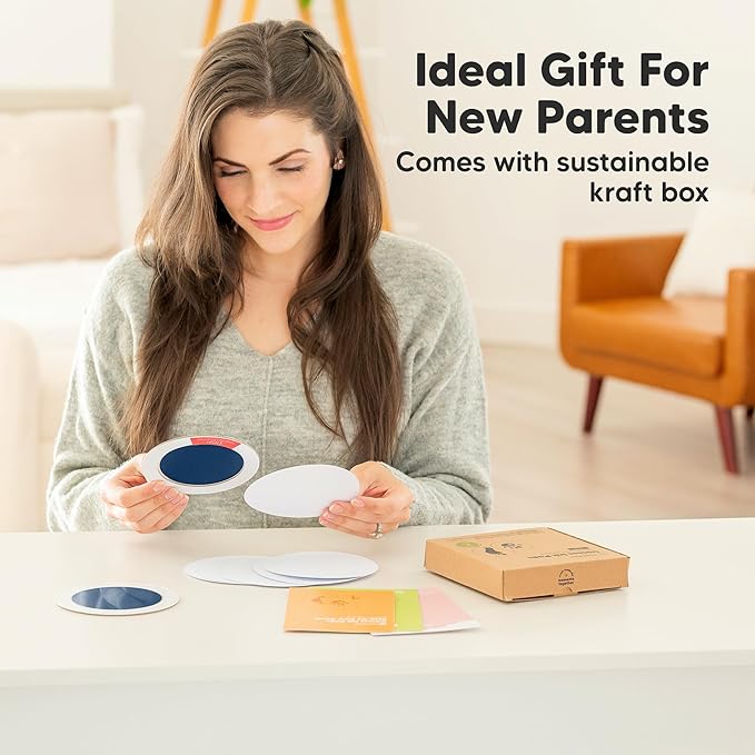 2-Pack Round Inkless Baby Hand and Footprint Kit - Mess Free Ink Pad for Newborn Keepsake, Dog Nose & Paw Print Kit, Clean Touch Ink Pad for Baby Hand & Footprints, Ideal New Mom Gifts (Navy)-CubbioJoy