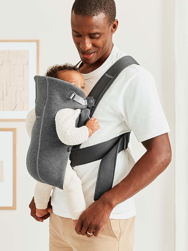 BabyBjörn Baby Carrier Mini, Dark Gray, 3D Jersey Infant Carrier (7-25 lbs), Ergonomic, Easy-to-Use-CubbioJoy