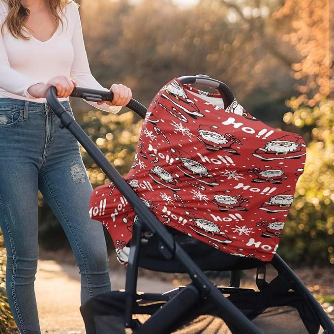 Binienty Christmas Santa Claus Nursing Cover for Moon Christmas Decor Soft Lightweight Car Seat Canopy Multi Use Breastfeeding Covers Breathable and Comfy-CubbioJoy